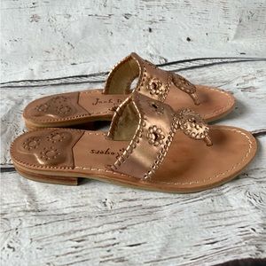 Jack Rogers West Hampton Rose Gold flat thong sandal SIZE 8